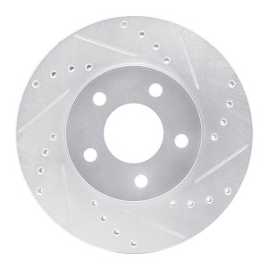 Chevrolet Malibu Brake Rotor (1) - Front Right - R1 Concepts - Drilled & Slotted - Silver - `04-`08